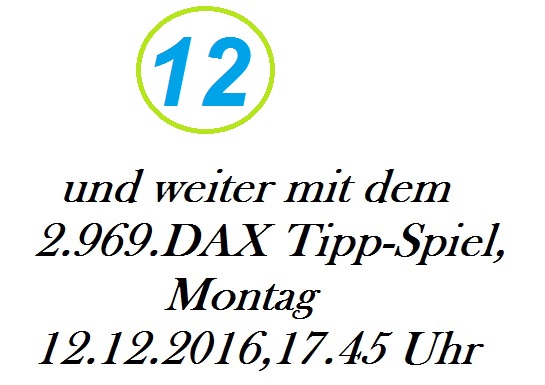 2.968.DAX Tipp-Spiel, Freitag, 09.12.2016,17.45 H 957570