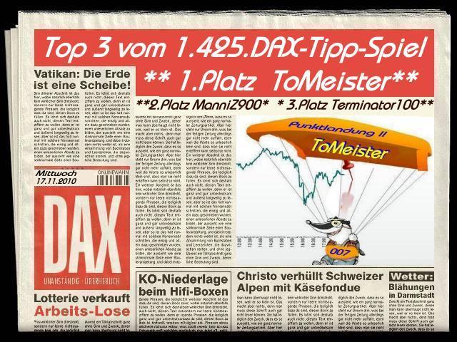 1.426.DAX Tipp-Spiel, Donnerstag, 18.11.10 359180