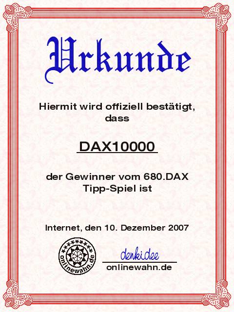 680.DAX Tipp-Spiel, Montag, 10.12.07 135803