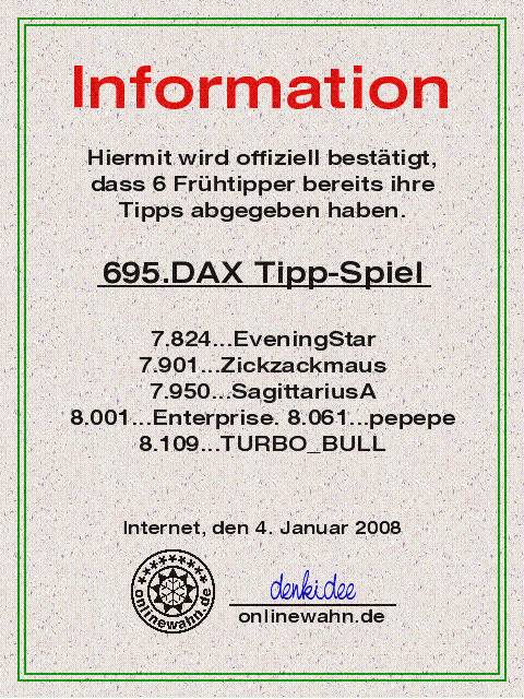 694.DAX Tipp-Spiel, Freitag, 04.01.08 139589