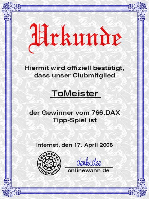 766.DAX Tipp-Spiel, Donnerstag, 17.04.08 159937
