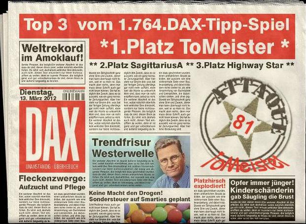 1.766.DAX Tipp-Spiel, Donnerstag 15.03.2012 493053