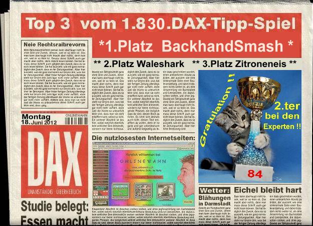 1.831.DAX Tipp-Spiel, Dienstag, 19.06.2012 516237