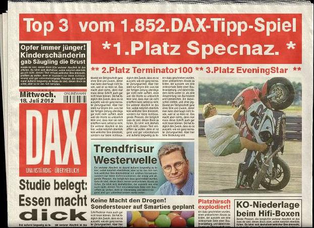 1.853.DAX Tipp-Spiel, Donnerstag, 19.07.2012 523857