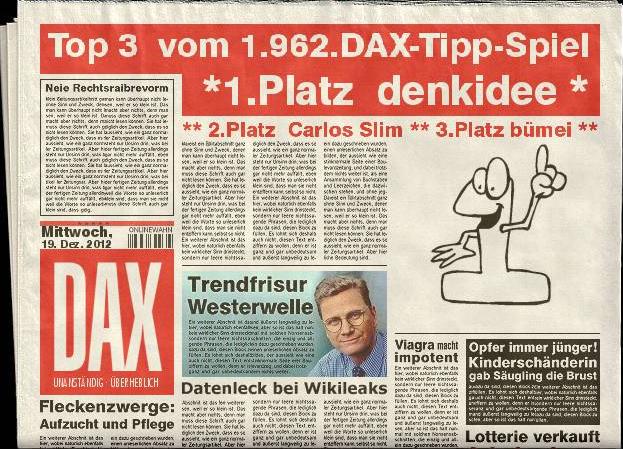 1.963.DAX Tipp-Spiel, Donnerstag, 20.12.2012 563522