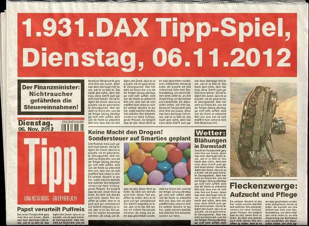 1.931.DAX Tipp-Spiel, Dienstag, 06.11.2012 550245