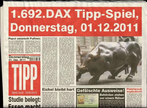 1.692.DAX Tipp-Spiel, Donnerstag, 01.12.2011 461570