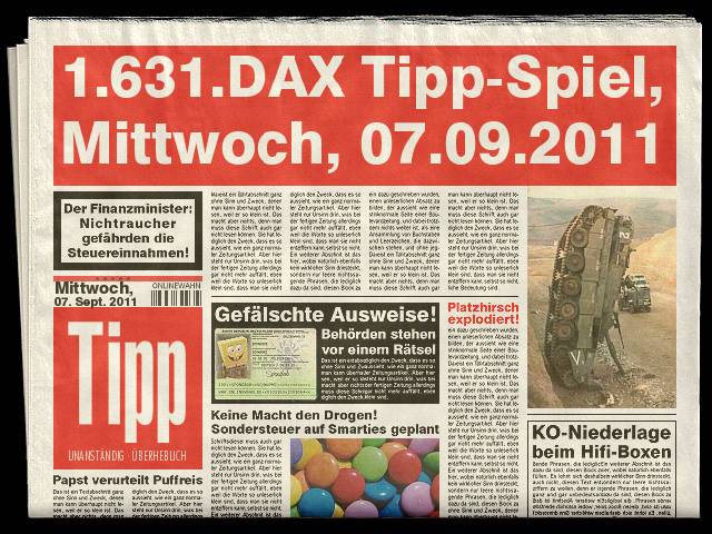 1.631.DAX Tipp-Spiel, Mittwoch, 07.09.2011 436005