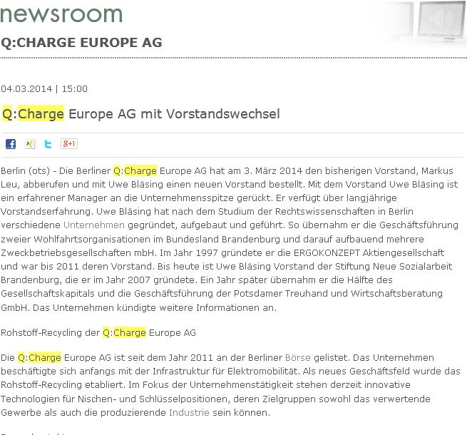 Q Charge Europe AG Kurz vorm Meger? 701161