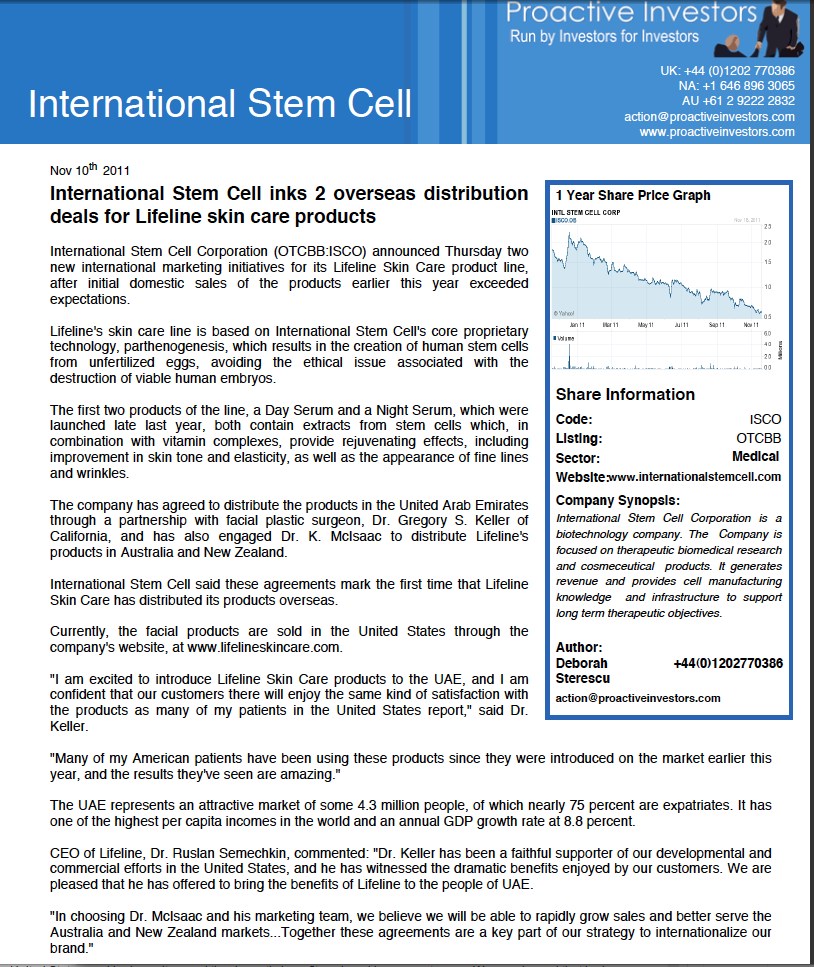 International Stem Cell Corp. - Die alternative ! 461243
