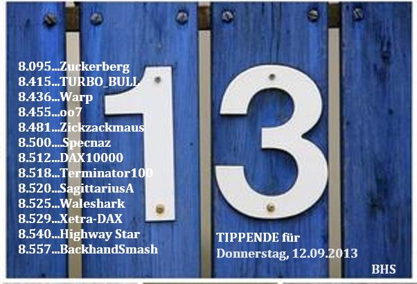 2.146.DAX Tipp-Spiel, Freitag, 13.09.2013 643448