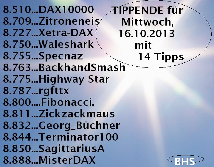 2.169.DAX Tipp-Spiel, Mittwoch, 16.10.2013 654346