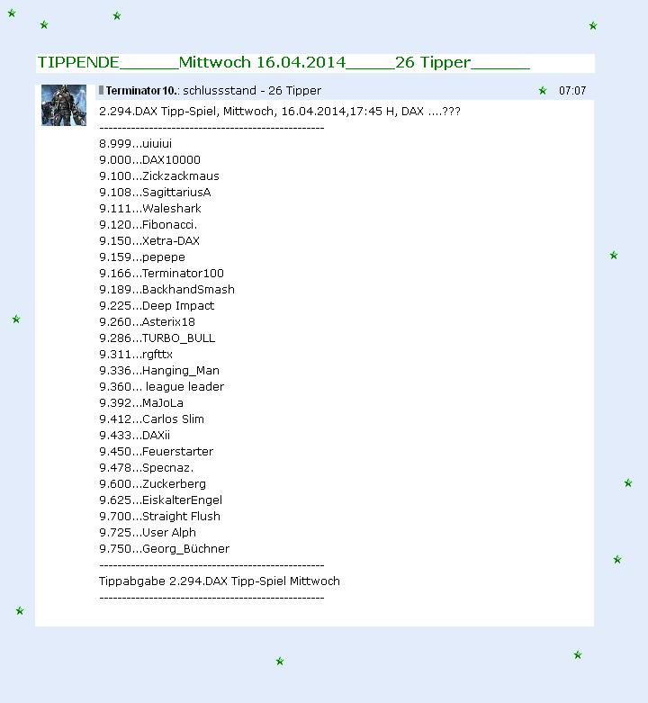 2.295.DAX Tipp-Spiel, Donnerstag, 17.04.14,17:45 H 714863