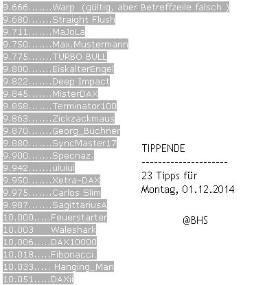 2.453.DAX Tipp-Spiel, Montag, 01.12.2014,17.45 H 777775