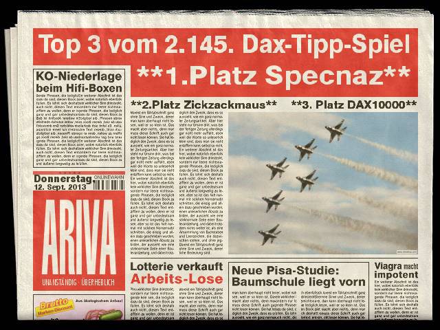2.146.DAX Tipp-Spiel, Freitag, 13.09.2013 643657