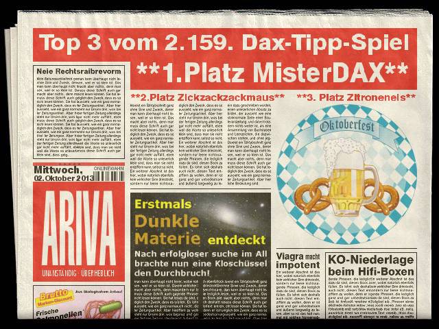 2.160.DAX Tipp-Spiel, Donnerstag, 03.10.2013 650247
