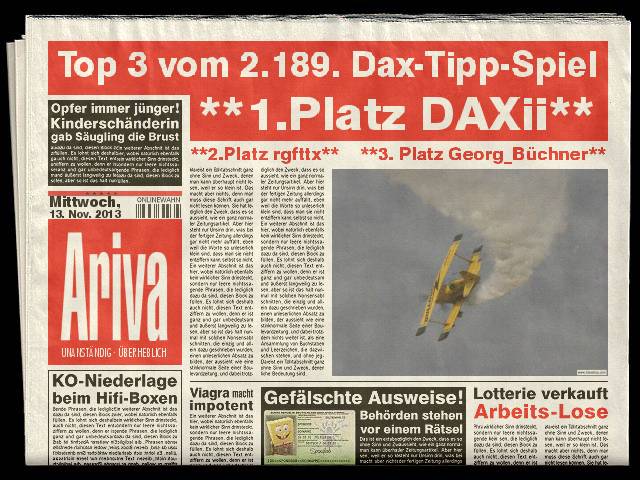 2.190.DAX Tipp-Spiel, Donnerstag, 14.11.2013 663915