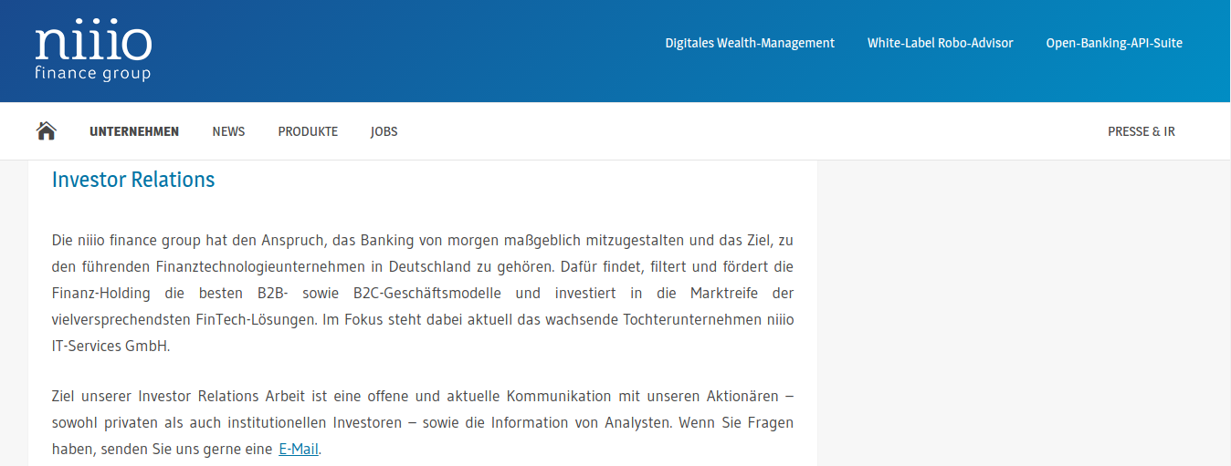 niiio finance group AG-Umstellung auf Namensaktien 1109749