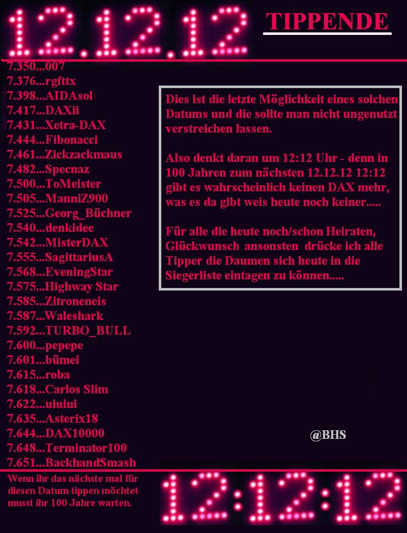 1.957.DAX Tipp-Spiel, Mittwoch, 12.12.2012 561164