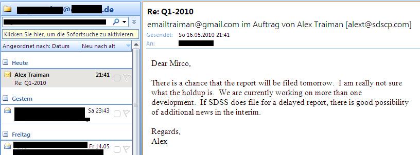 Wann geht es los bei SDSS ? 320527