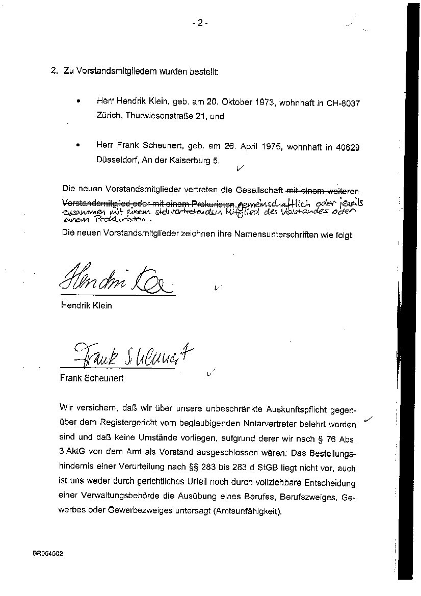 Neuer AR und Vorstand bei der Fritz Nols AG o. T. 20516