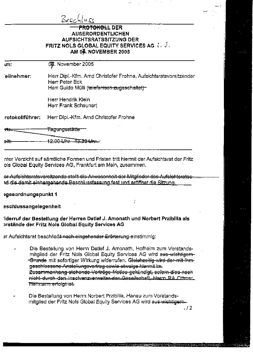 Neuer AR und Vorstand bei der Fritz Nols AG o. T. 20523