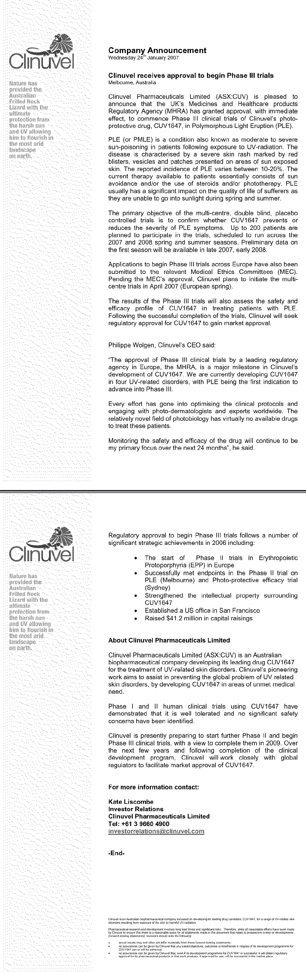 Chartcheck - Clinuvel Pharmaceuticals 78818