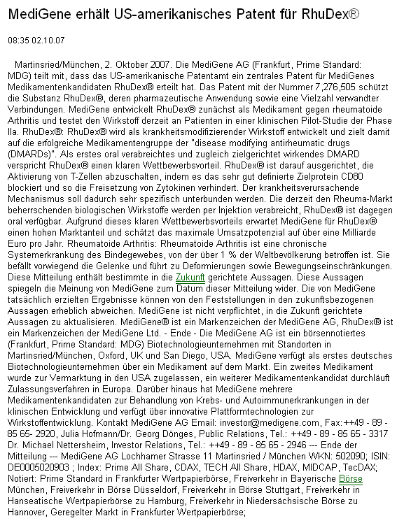 Medigene - der Boden scheint gefünden 123137