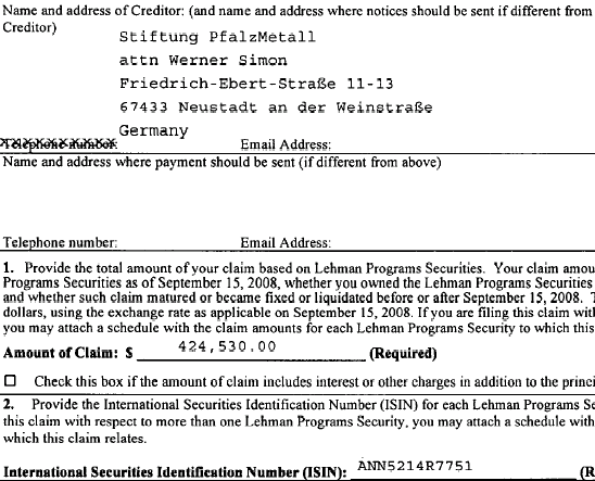 Lehman Brothers Holdings Inc. (LEH) 294313