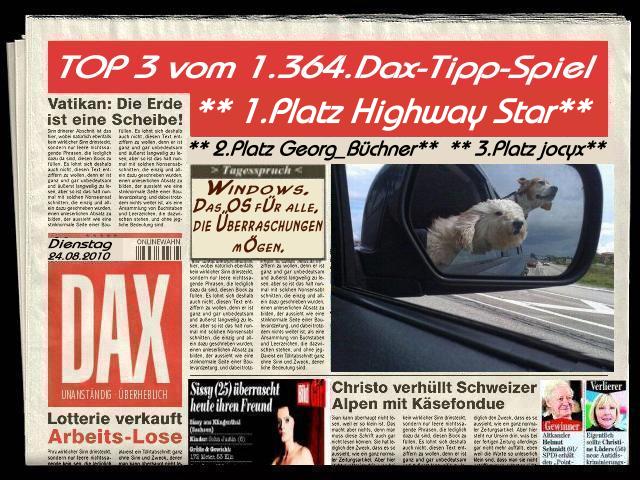 1.365.DAX Tipp-Spiel, Mittwoch, 25.08.10 340105