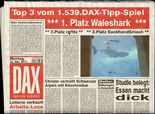 1.540.DAX Tipp-Spiel, Dienstag, 03.05.11 399497