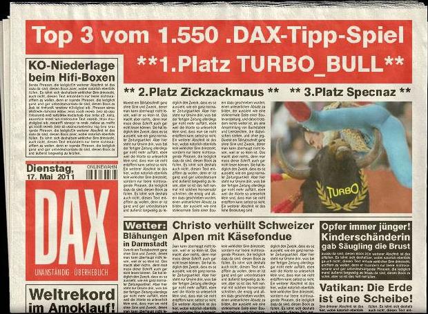 1.551.DAX Tipp-Spiel, Mittwoch, 18.05.11 404103