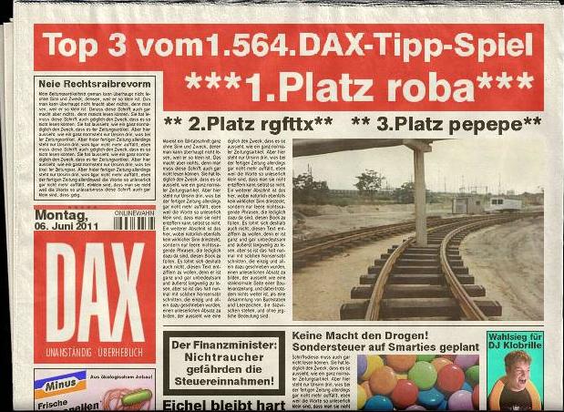 1.565.DAX Tipp-Spiel, Dienstag, 07.06.11 409716