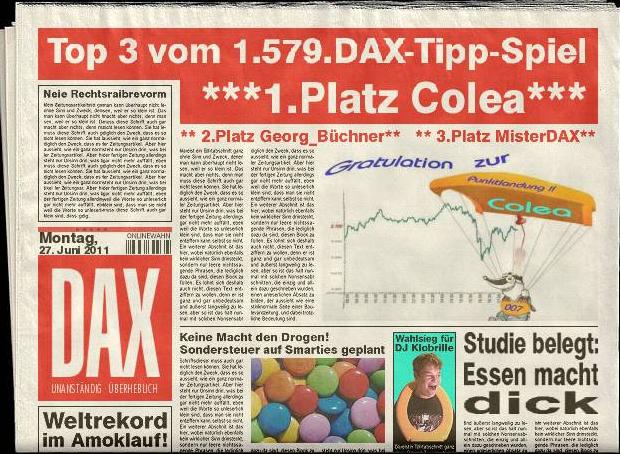 1.580.DAX Tipp-Spiel, Dienstag, 28.06.2011 415825