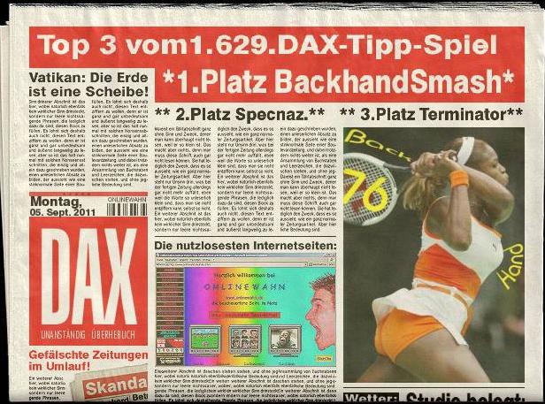 1.630.DAX Tipp-Spiel, Dienstag, 06.09.2011 436340
