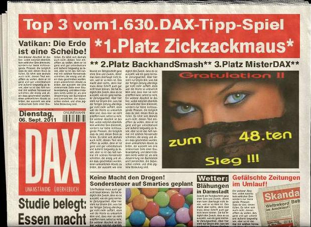 1.631.DAX Tipp-Spiel, Mittwoch, 07.09.2011 436867