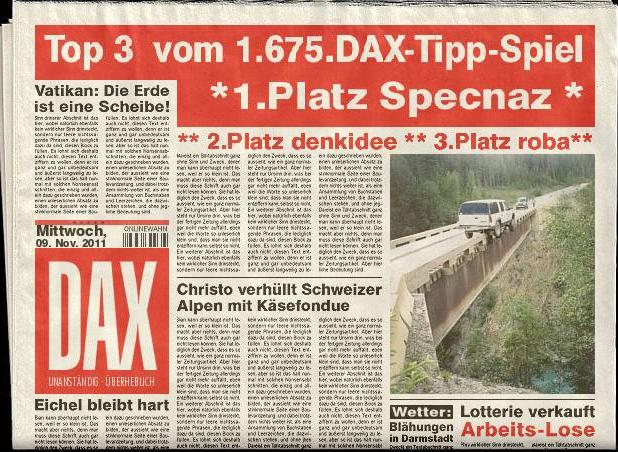1.676.DAX Tipp-Spiel, Mittwoch, 09.11.2011 455532