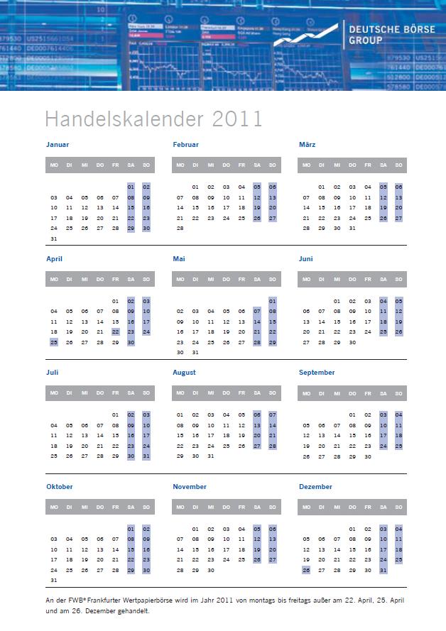 Handeslkalender Deutsche Börse 350018