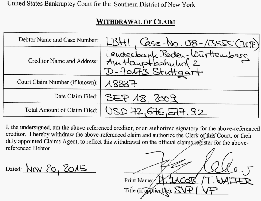 Lehman Brothers Holdings Inc. (LEH) 876720