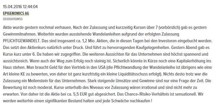 Epigenomics auf dem Weg zur FDA Zulassung?! 908853