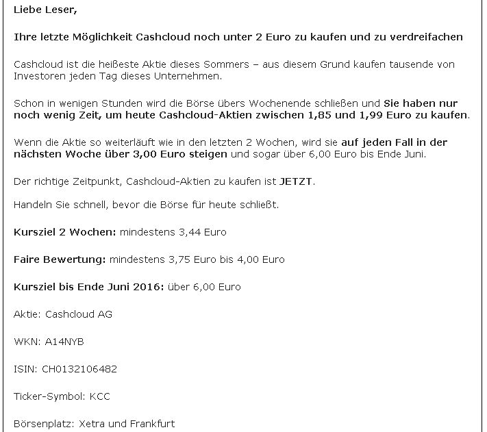 Cashcloud IPO - interessant? 917040