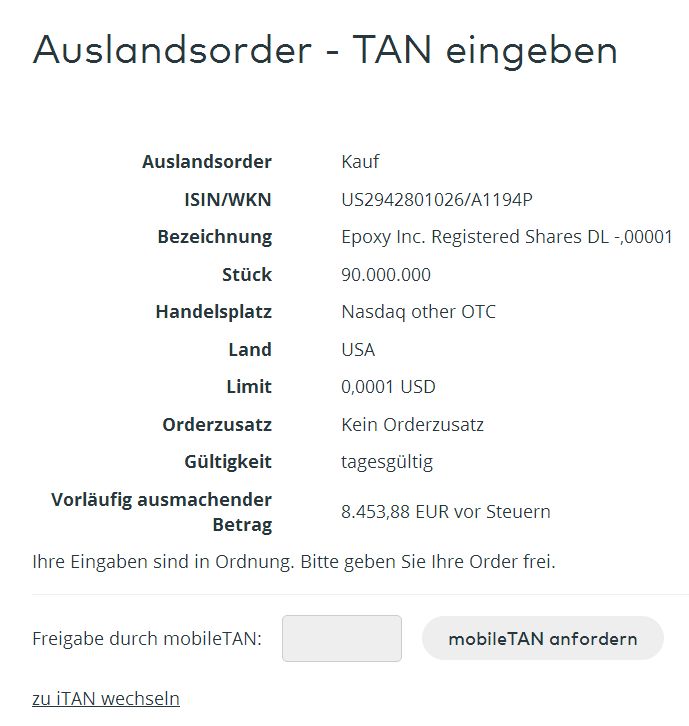 Epoxy (EPXY) aus charttechnischer Sicht 972457