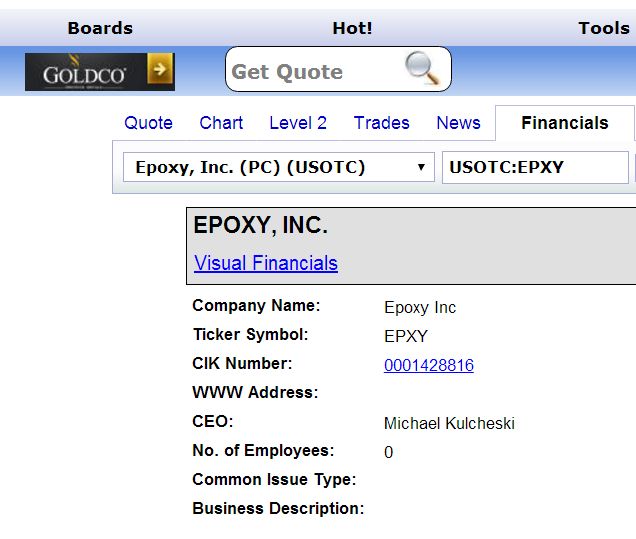 Epoxy (EPXY) aus charttechnischer Sicht 979549