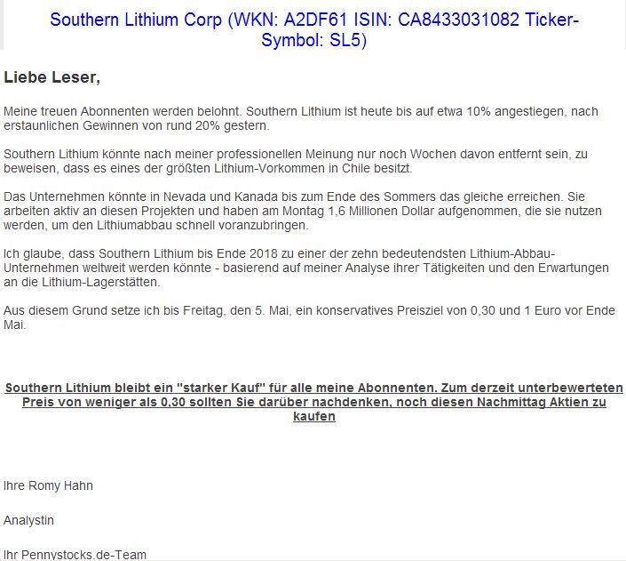 Pennystocks.de - Romy Hahn - neuester Coup...... 987444