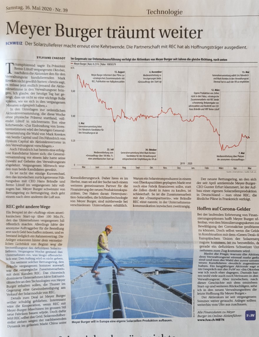 Meyer Burger Technology AG nach Fusion mit 3S 1178863