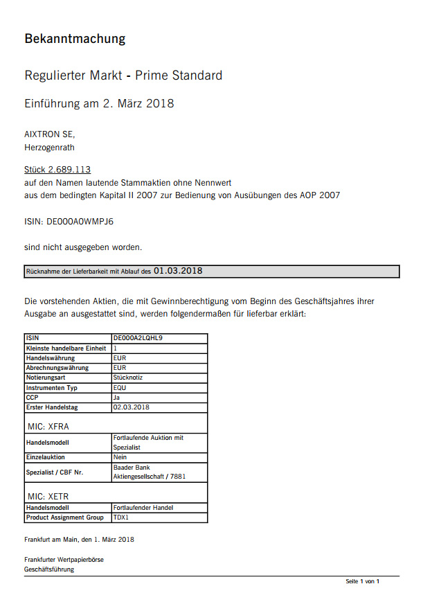 Aixtron- und die Banken stufen fröhlich auf kaufen 1052373