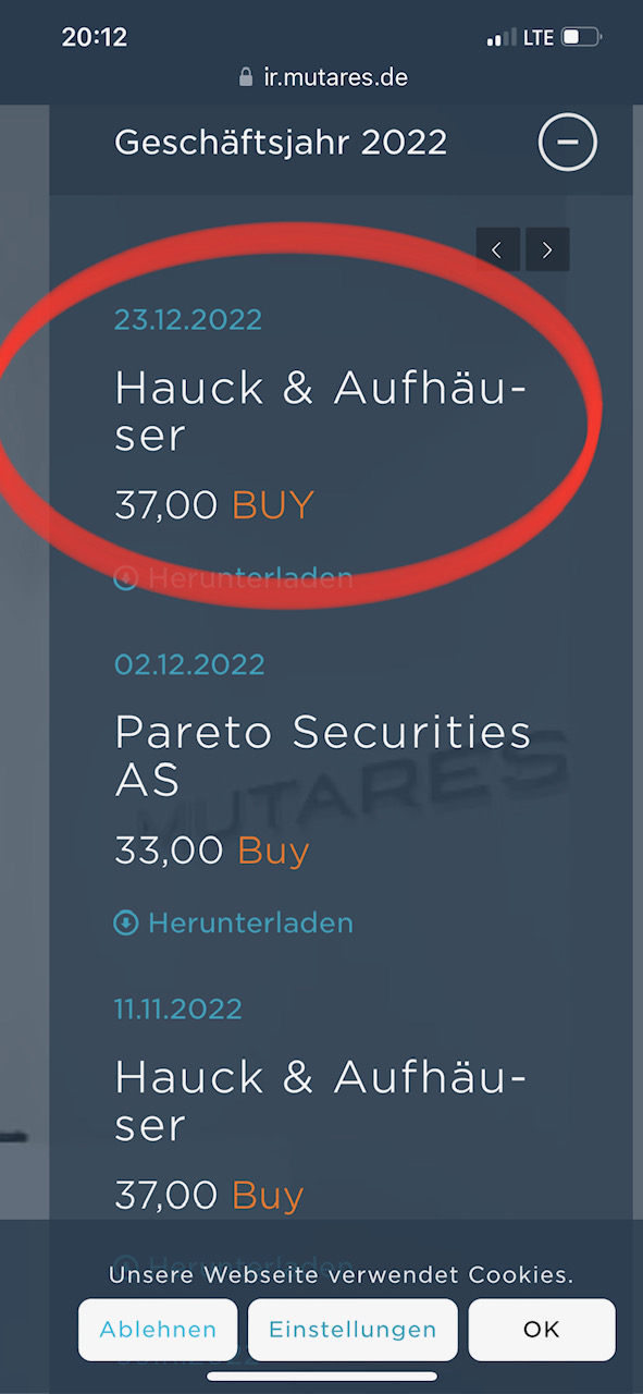 Mutares stocksolide - hebt aber trotzdem ab! 1351337