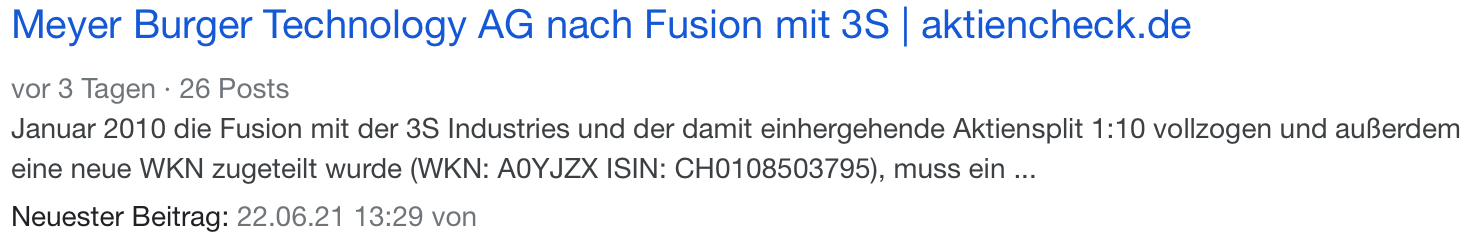 Meyer Burger Technology AG nach Fusion mit 3S 1261949