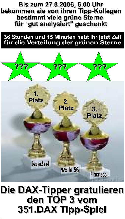 351.DAX Tipp-Spiel, Freitag, 25.08.06, 17.45 Uhr, 53701