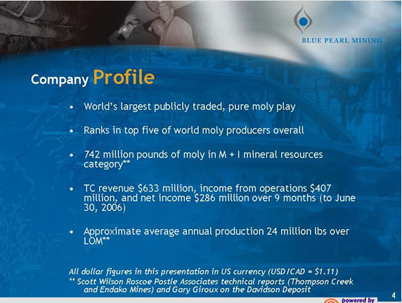 Thompson Creek Metals Faktenübersicht 81467